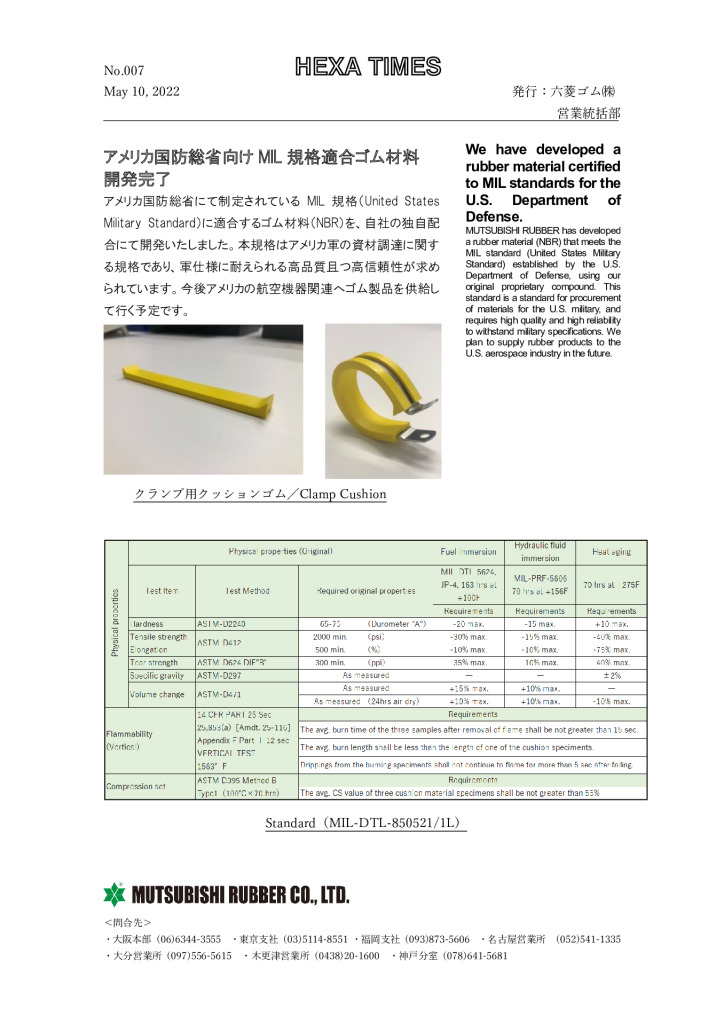 Rubber material for MIL standards